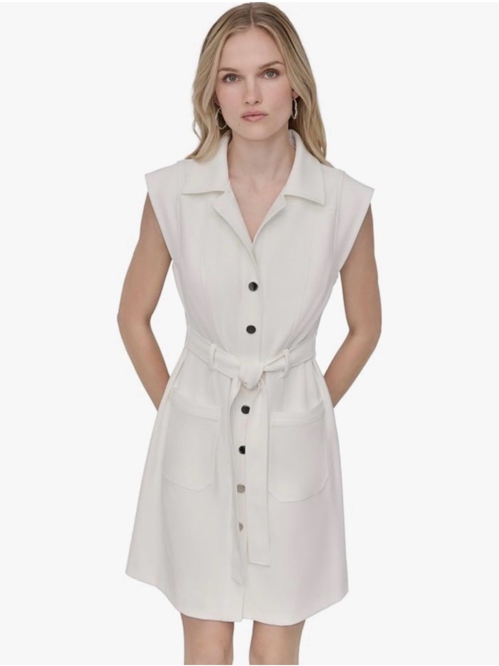 DKNY White Button Down Dress
